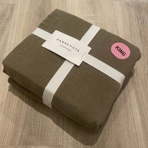 PARACHUTE *Regular* King Fitted Sheet 100% Linen Surplus Green BRAND NEW